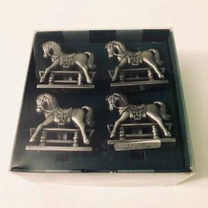 Bombay Company Antique Toy Horse Napkin  Rings Box Set of 4